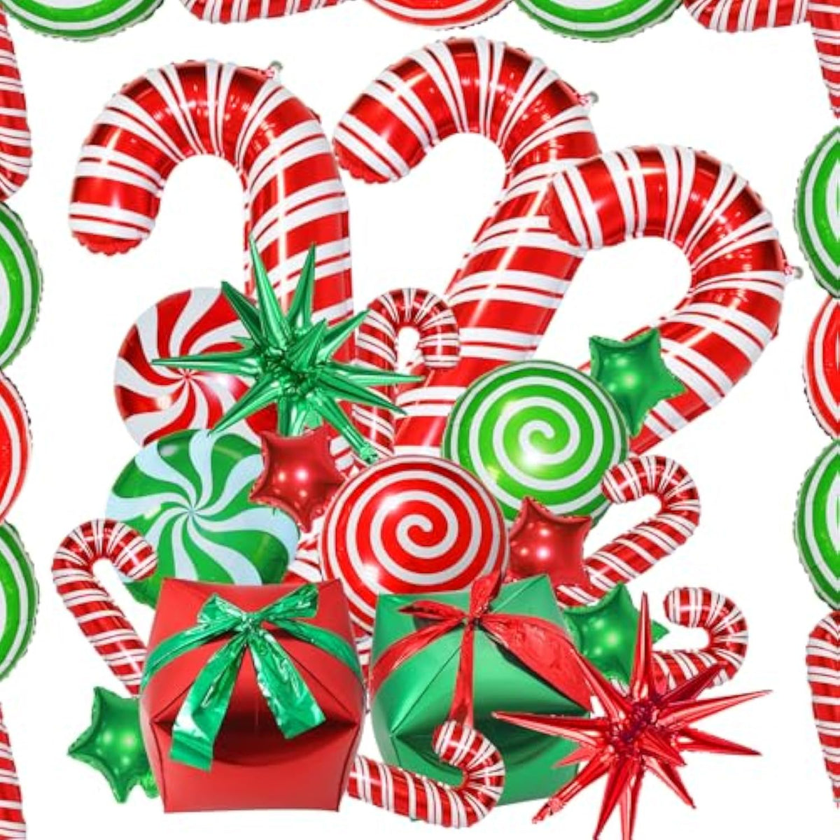 32pcs Christmas Foil Balloons Candy Cane Star Gift Box Party Decorations