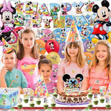 Cartoon Party Supplies, Cute Mouse Birthday Party Decorations Include Happy Birthday Banner, Balloons, Hanging Swirls, Stickers, Cake Toppers, Tablecloth