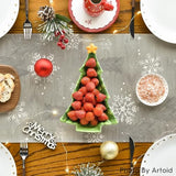 Church Xmas Trees Snowflakes Merry Christmas Table Runner, Bow Tie Kitchen Dining Table Decoration For Outdoor Home Party 13X72 Inch