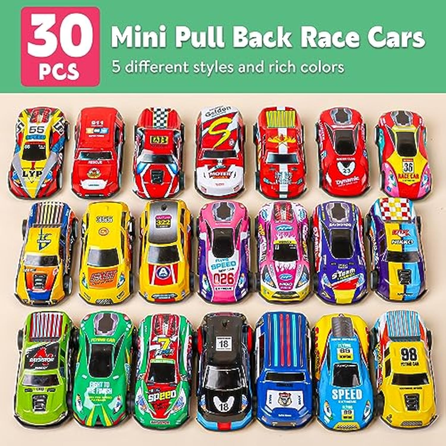 30 Pcs Pull Back Cars Party Favors For Kids 4-8 8-12, Mini Vehicles Toy Bulk, Party Favor Race Cars Toys, Goodie Bag Stuffers For Birthday Party