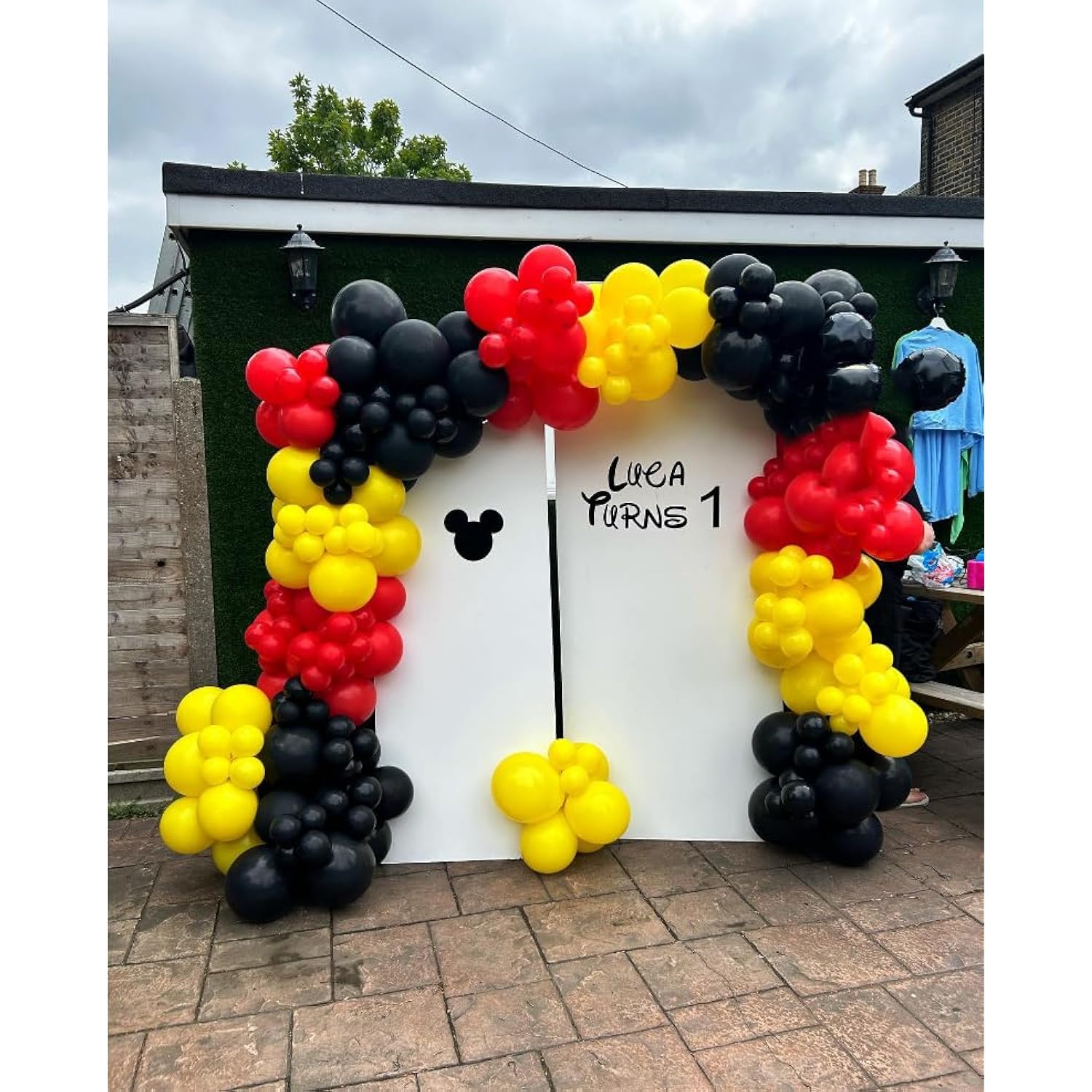 166Pcs Red Yellow Black Balloon Garland Arch Kit - Mouse Party Decorations With 18 12 10 5 Different Sizes Latex Party Balloons For Birthday Baby Shower Cartoon Game Theme Backdrop Decorations