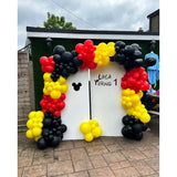 166Pcs Red Yellow Black Balloon Garland Arch Kit - Mouse Party Decorations With 18 12 10 5 Different Sizes Latex Party Balloons For Birthday Baby Shower Cartoon Game Theme Backdrop Decorations