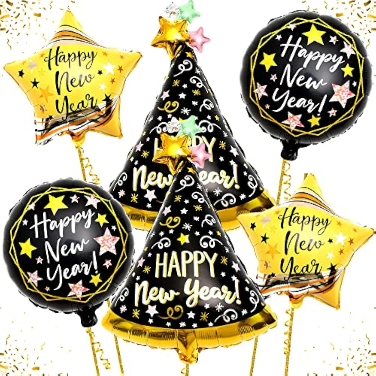 6 Pcs 33 Inch Happy New Year 2026 Foil Balloons Party Set