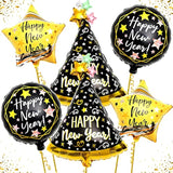 6 Pcs 33 Inch Happy New Year 2026 Foil Balloons Party Set