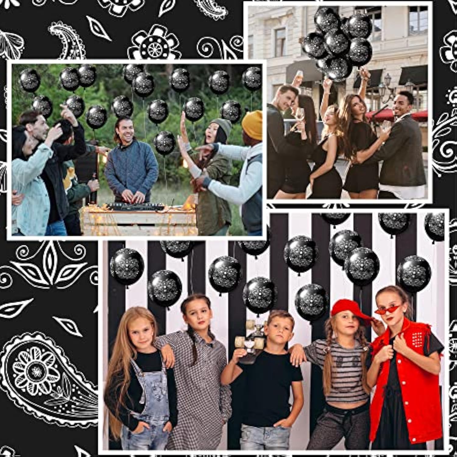 50Pcs Black Bandana Balloons, Cholo Gangsta Themed Balloons Set For Teens, Cholo Theme Bandana Birthday Party Decor, Western Party Supplies