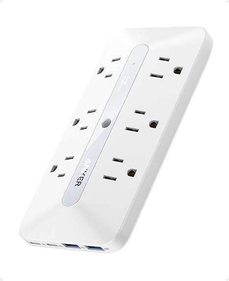 10 in 1 Surge Protector Power Strip 6 Outlets 4 USB Ports 2 USB C 20W Fast Charging