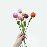 Sufeasdf 6 Pcs Hand-Made Crocheted Flower Bouquets,Vibrant Knitted Flowers, Mini Flower Arrangement For Home Decor, For Birthdays & Holidays (Tulip)