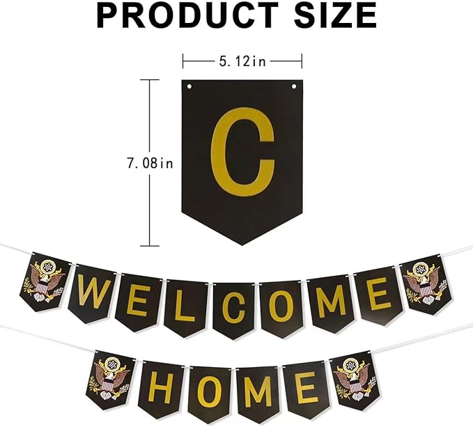 Military Army Welcome Home Banner,Patriotic Soldier Theme Deployment Returning Back Military Army Homecoming Party Decoration (Army)