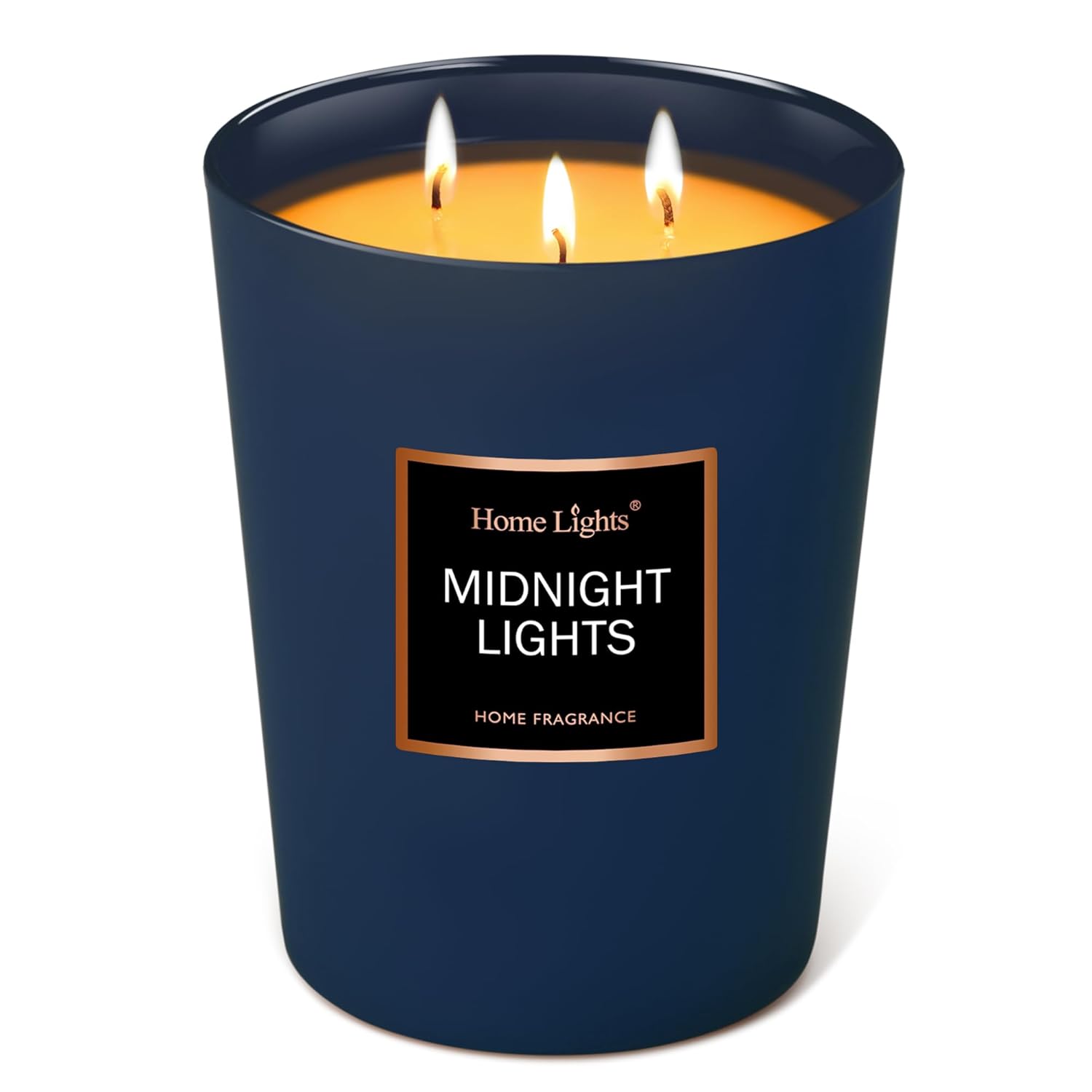 Homelights Highly Scented Soy Candles Big 33.3 Oz For Home. 3 Cotton Wicks, Smokeless Long Lasting 130 Hrs In Midnight Lights. 5X6, Great Gift For Women & Men