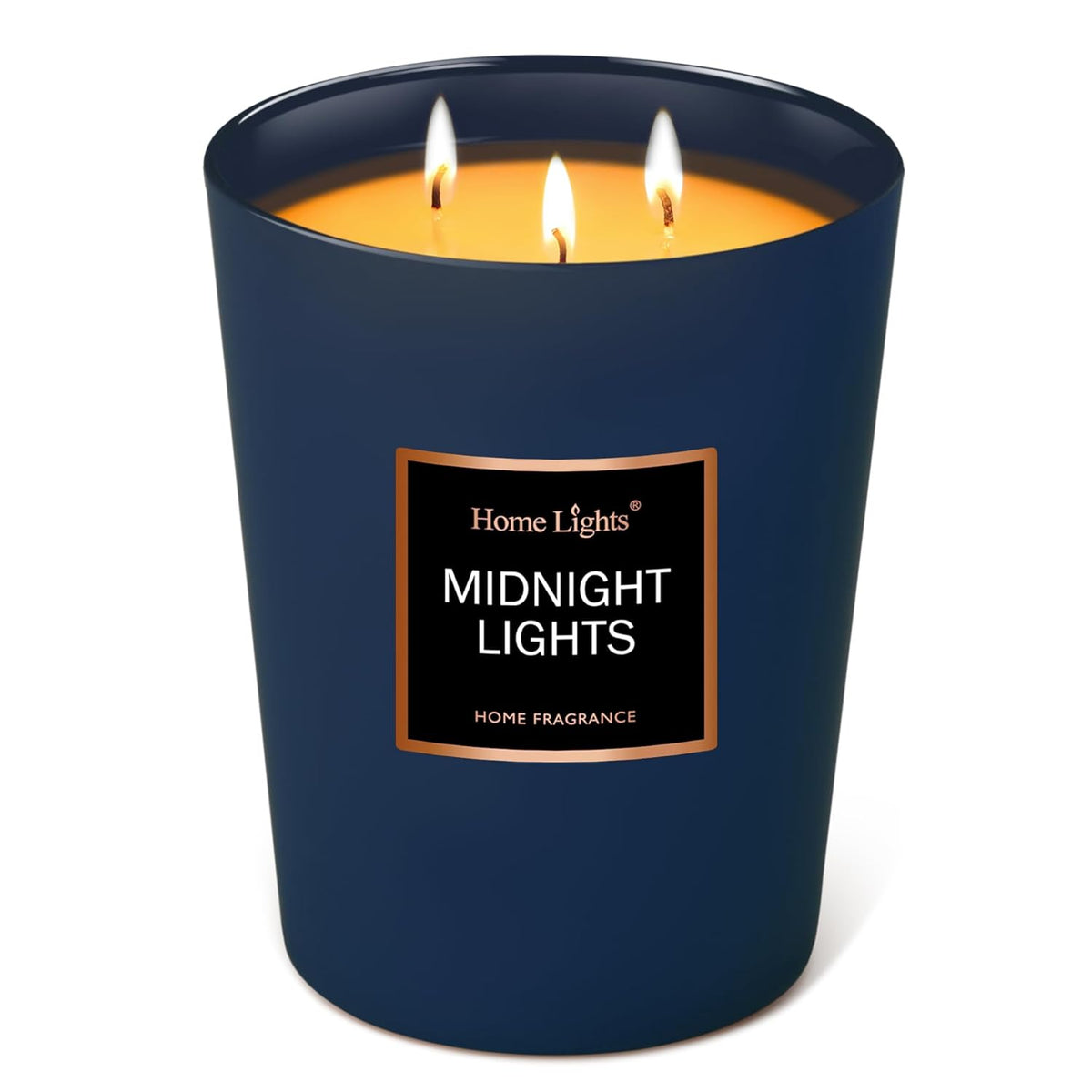 Homelights Highly Scented Soy Candles Big 33.3 Oz For Home. 3 Cotton Wicks, Smokeless Long Lasting 130 Hrs In Midnight Lights. 5X6, Great Gift For Women & Men