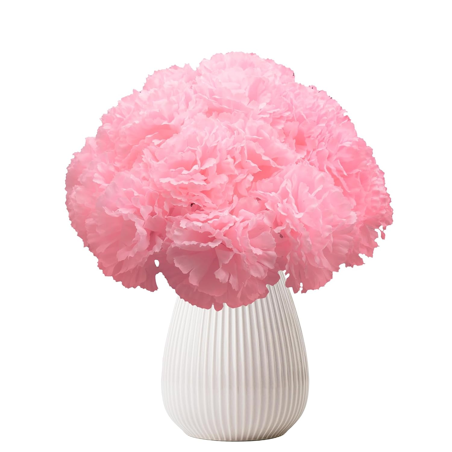 Silk Carnation Flower, 50 Artificial Flowers, Used For Wedding Decoration Diy Handmade Flowers, Carnation Flower Diameter 3.5 Inches And 6 Inches Stem (Pink)