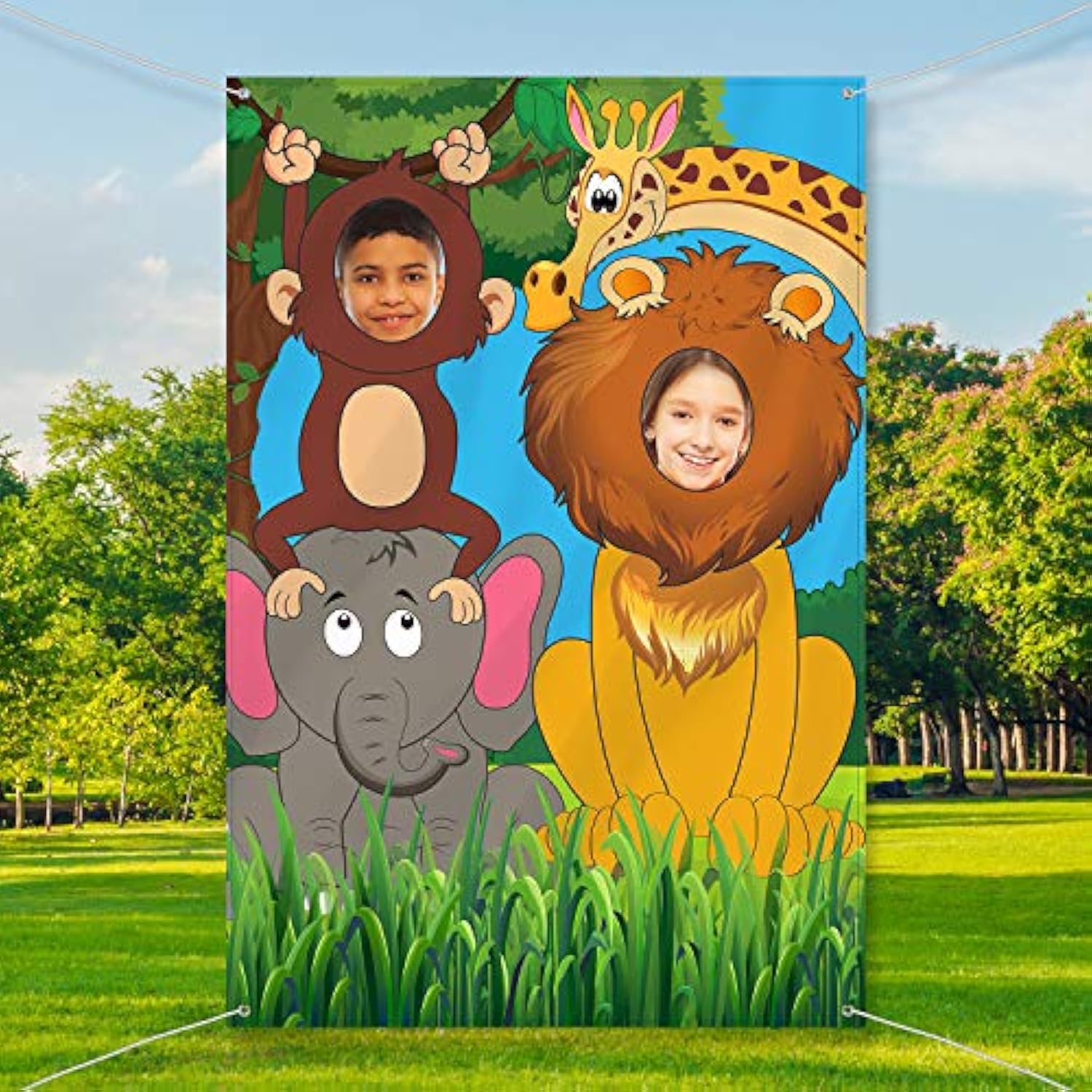 Jungle Safari Photo Prop Animals Backdrop 59×39.4 Wild One Birthday Decor