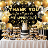 We Appreciate You Thank You Decorations Black & Gold Thank You Banner Backdrop Employee & Staff Appreciation Gifts for Pastor, Teacher, Doctor & Retirement Party Decor