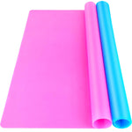 Silicone Mat For Resin Molds, 2 Pcs 15.7" X 11.7" Playdough Mat, Silicone Mats For Crafts, Jewelry Resin Molds Mats, For Resin, Clay, Paint, Blue & Rose Red