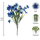 Outdoor Artificial Fake Flowers,24 Bundles Uv Resistant Faux Outdoor Plastic Flower Plants For Outside Indoor Decorations(Blue)