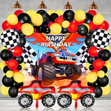 75 Pcs Truck Party Supplies Truck Birthday Decorations Include Truck Backdrop Truck Balloons Mosaic Race Foil Balloon Multicolor Balloons
