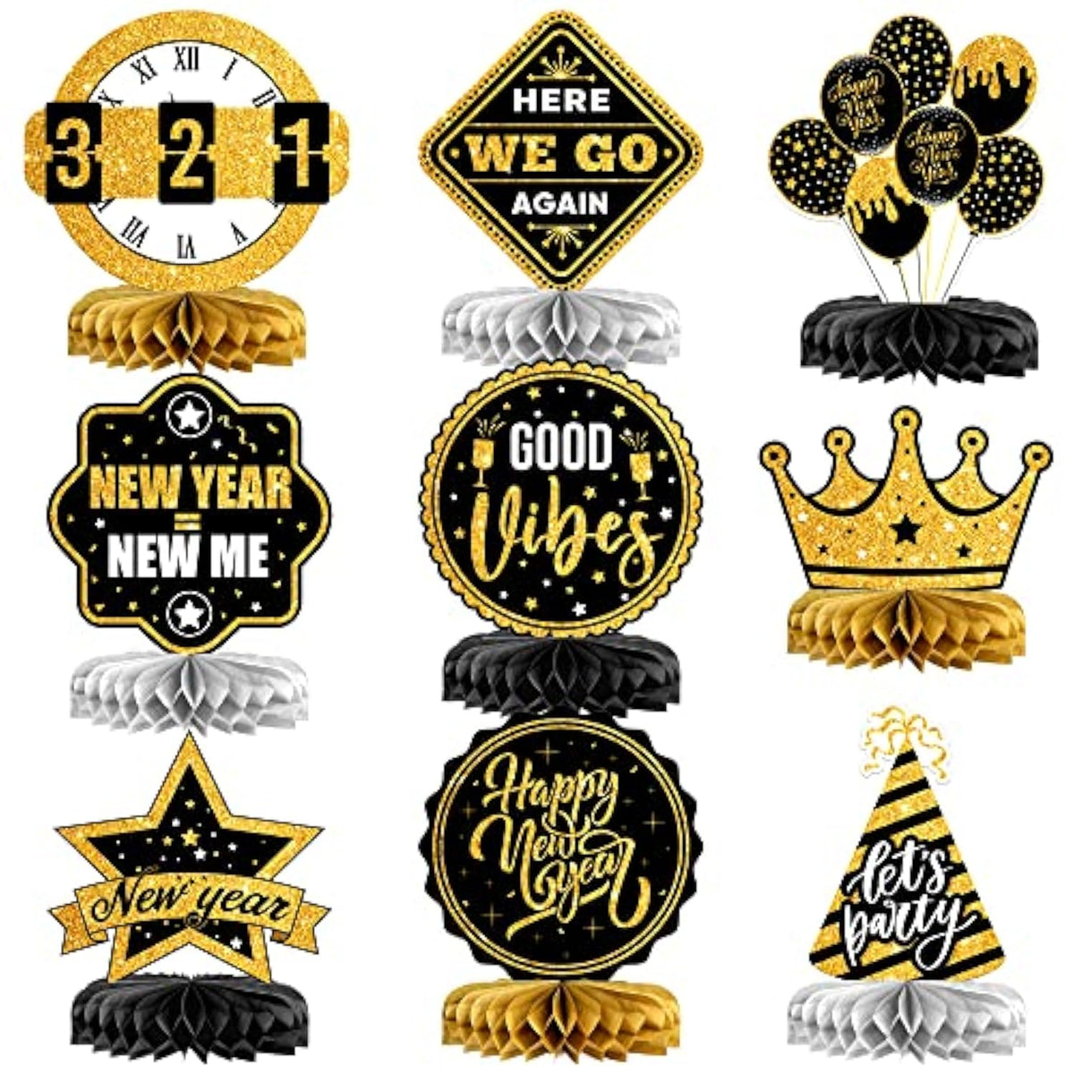 9pcs New Year 2026 Table Centerpieces Party Decorations