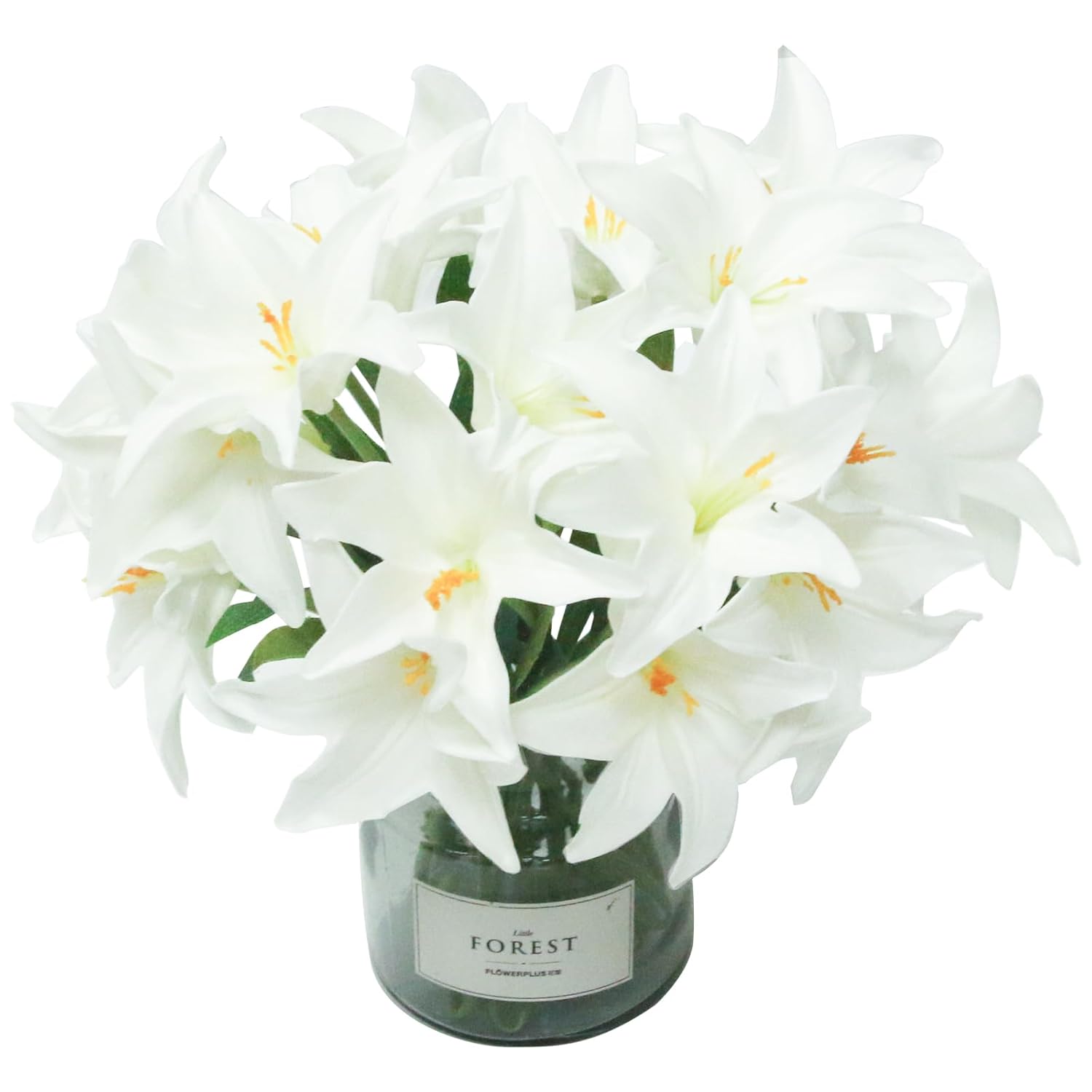 Artificial Lily Real Touch Flowers Fake Latex Lily Flowers White Mini Lily For Wedding Home Decoration Small Easter Lily (White, 20)