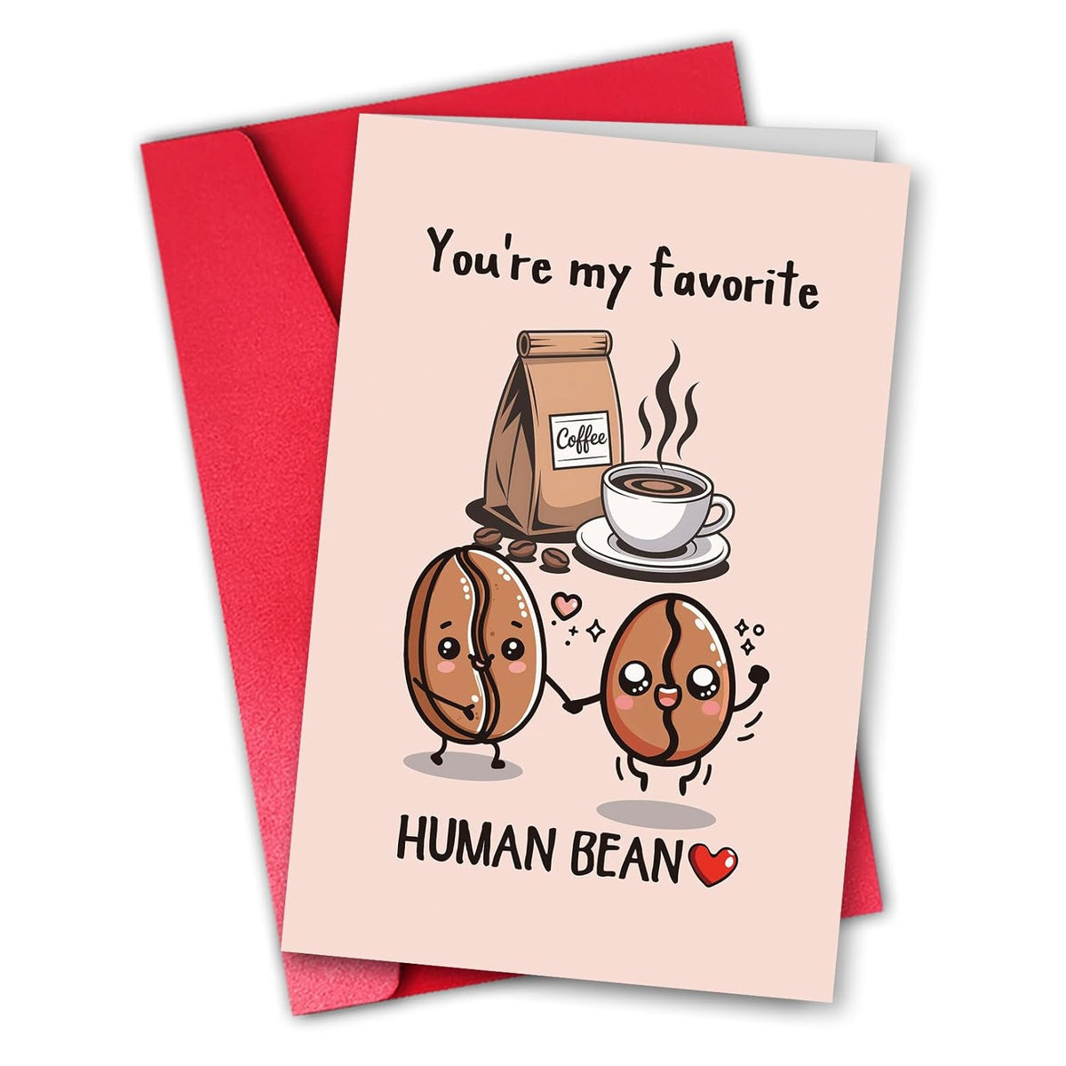 Happy Coffee Pun Anniversary Card For Husband Wife, Funny Human Bean Birthday Card For Boyfriend Girlfriend, Unique Birthday Gift For Coffee - Lover Dad Mom