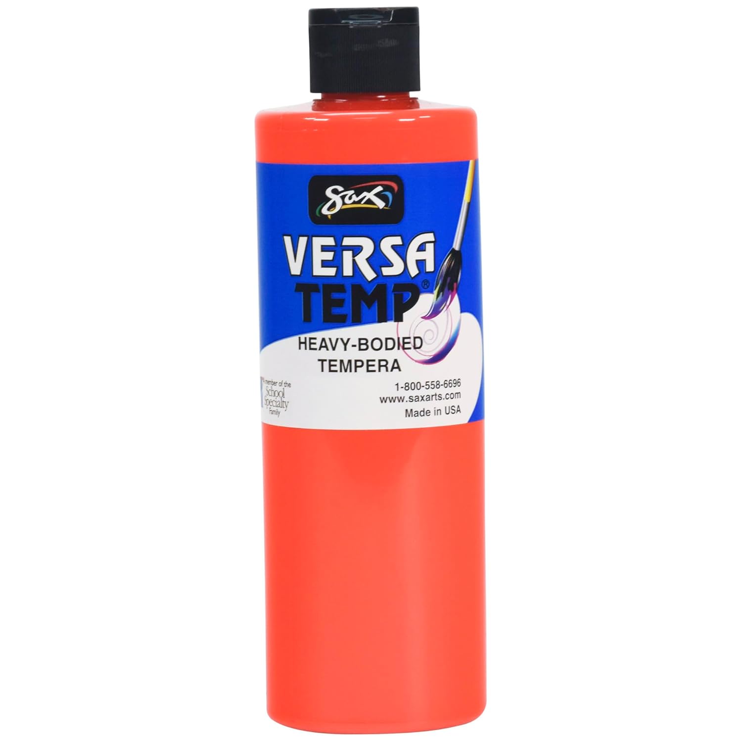 Versatemp Heavy-Bodied Tempera Paint, 1 Pint, Fluorescent Red