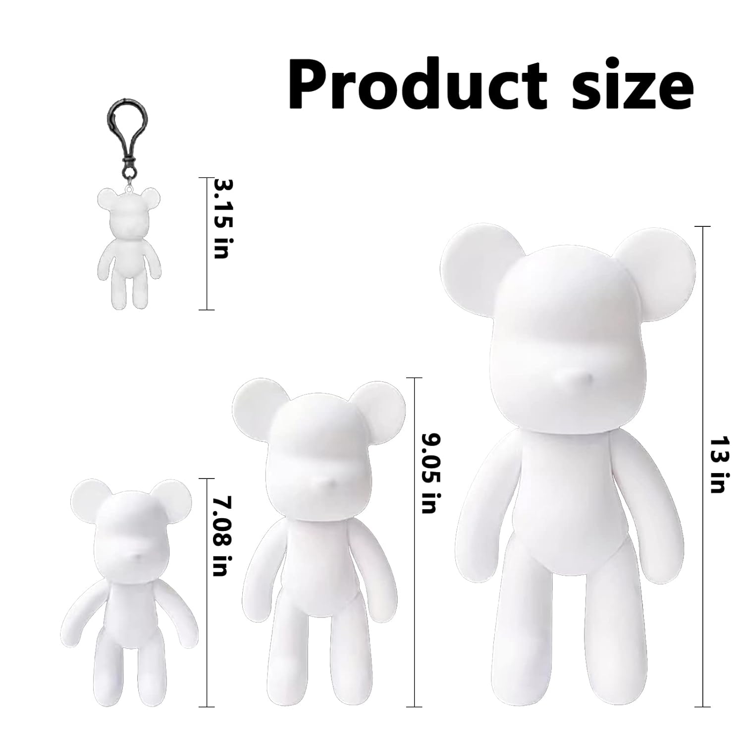 Diy (Blank Mold, 9 Inch) Fluid Bear + Bear Keychain, Figure Painting For Creative Graffiti Art