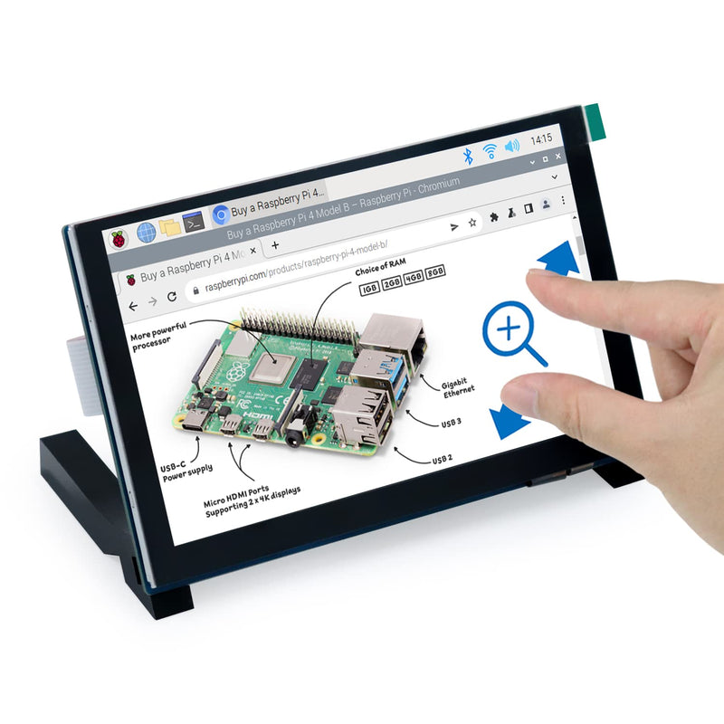 5 Inch Touchscreen Monitor For Raspberry Pi, 800X480 Pixel Ips Display, 5-Poin