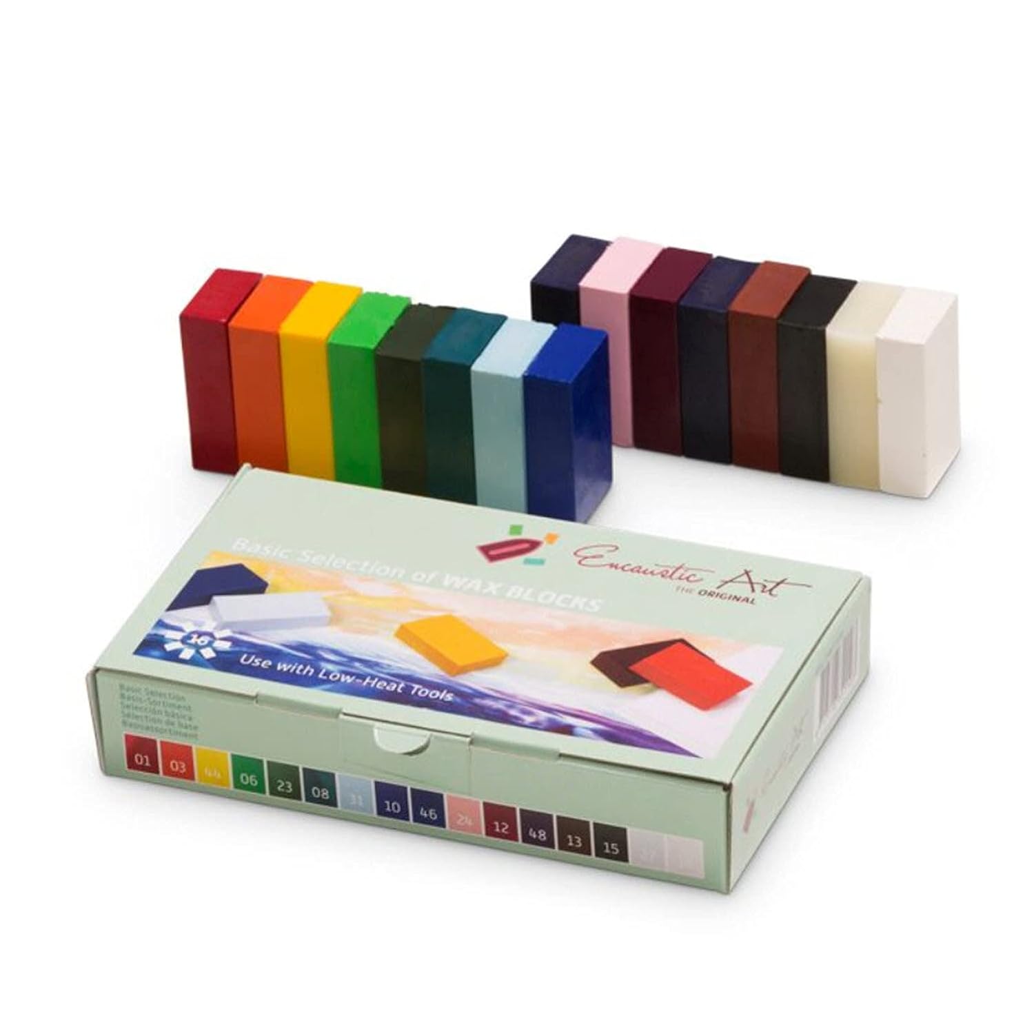 Encaustic Art The Original - Basic Selection Set Of 16 -Encaustic Wax Block Colors Set -Non-Toxic, Beeswax For Encaustic Art Supplies -Handcrafted In Germany
