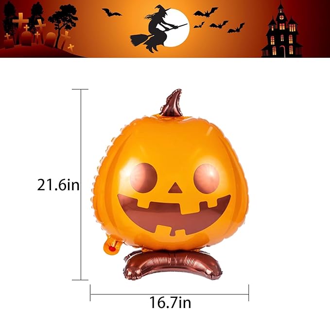 3Pcs Halloween Pumpkin Foil Balloons 21.6 Inch Party Decoration Supplies