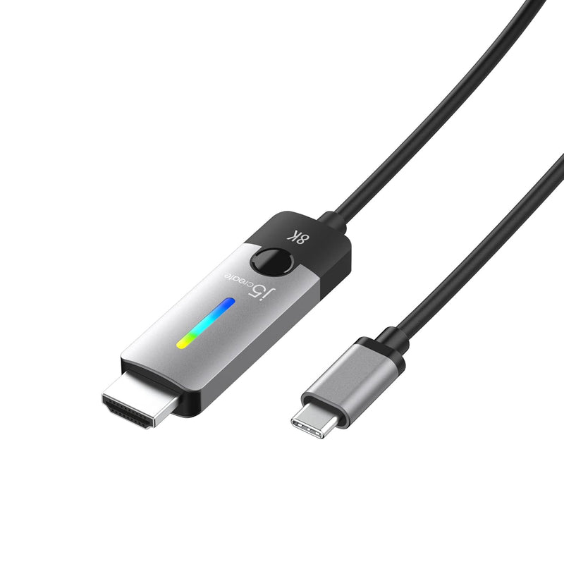 j5create USB Type C to HDMI Cable- 5.9FT / 1.8m (8K@60Hz, 4K@120Hz) with RGB L