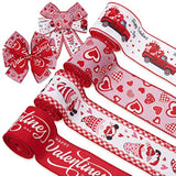 Valentine'S Day Wired Edge Ribbon 2.5 Inch Red Pink Heart Love Gnome T