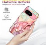 Pixel 9/9 Pro Case, Marble, 3-Layer, Shockproof, Slim, Anti-Scratch, Rose Gold