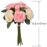 Artificial Rose Flowers With Vase,Fake Silk Champagne Bouquet With Glass Jar Home Rope For Wedding Proposal Bride Home Decoration And The Best Gift, Champagne