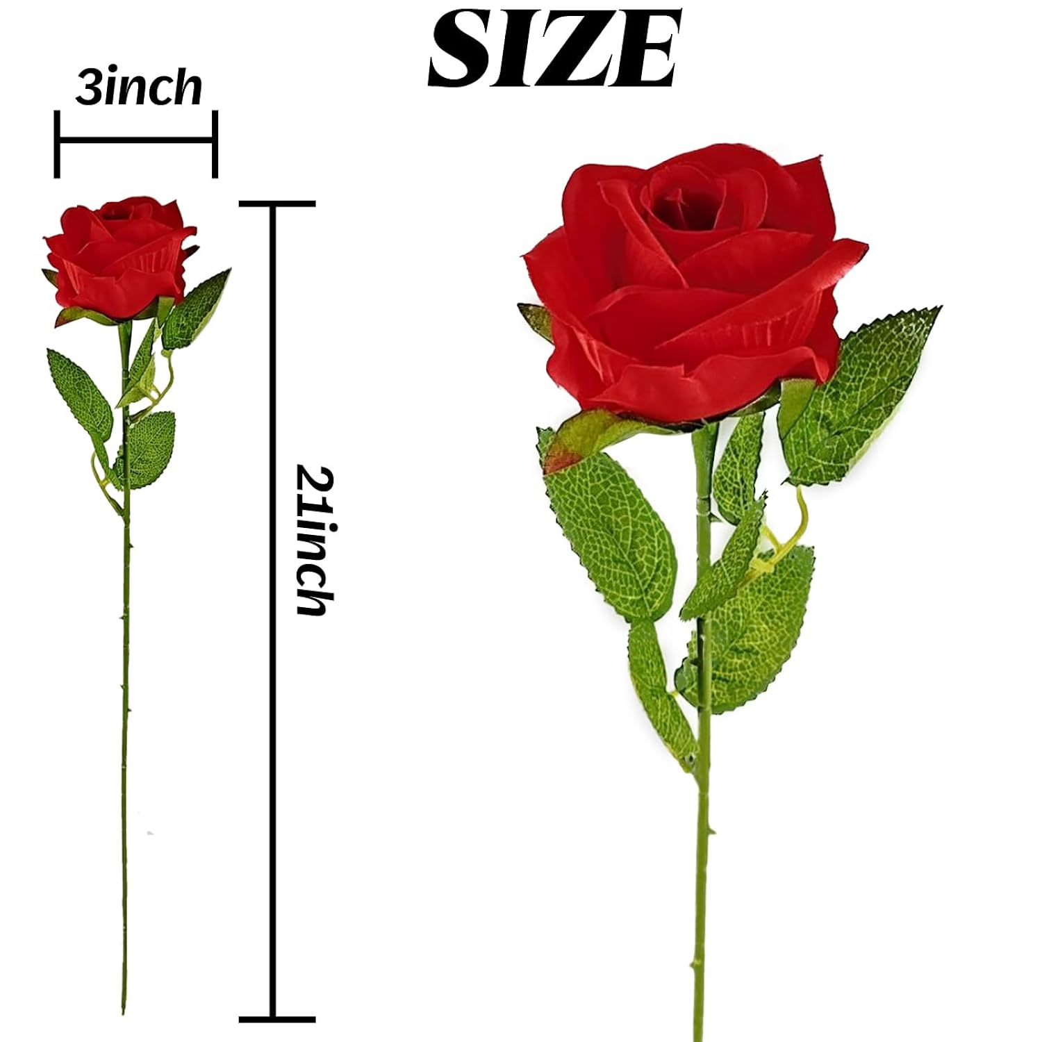 13Pcs 21 Inch Red Roses Artificial Flowers With Long Stems Silk Roses Fake Rose Realistic Flower Bouquet For Wedding Party Office Home Decor For Valentines Day Decor