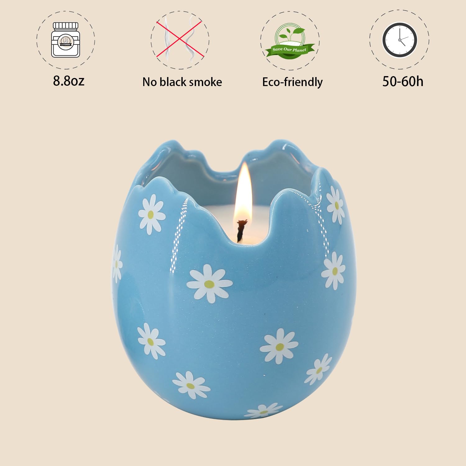Easter Decor - Easter Eggs Scented Candle, Easter Gifts For Women, Lavender Candles(8.5Oz)