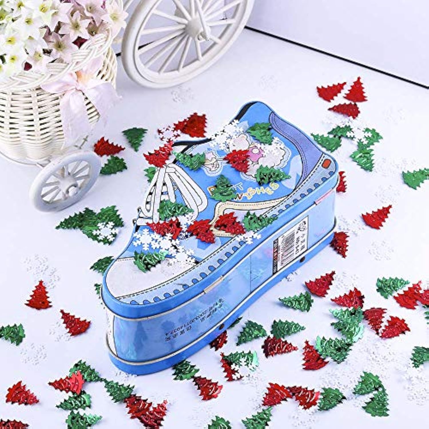 1.6 Ounce Christmas Confetti Glitter Xmas Tress Snowflake Metallic Sequins Table Scatter For For Christmas Party Decoration