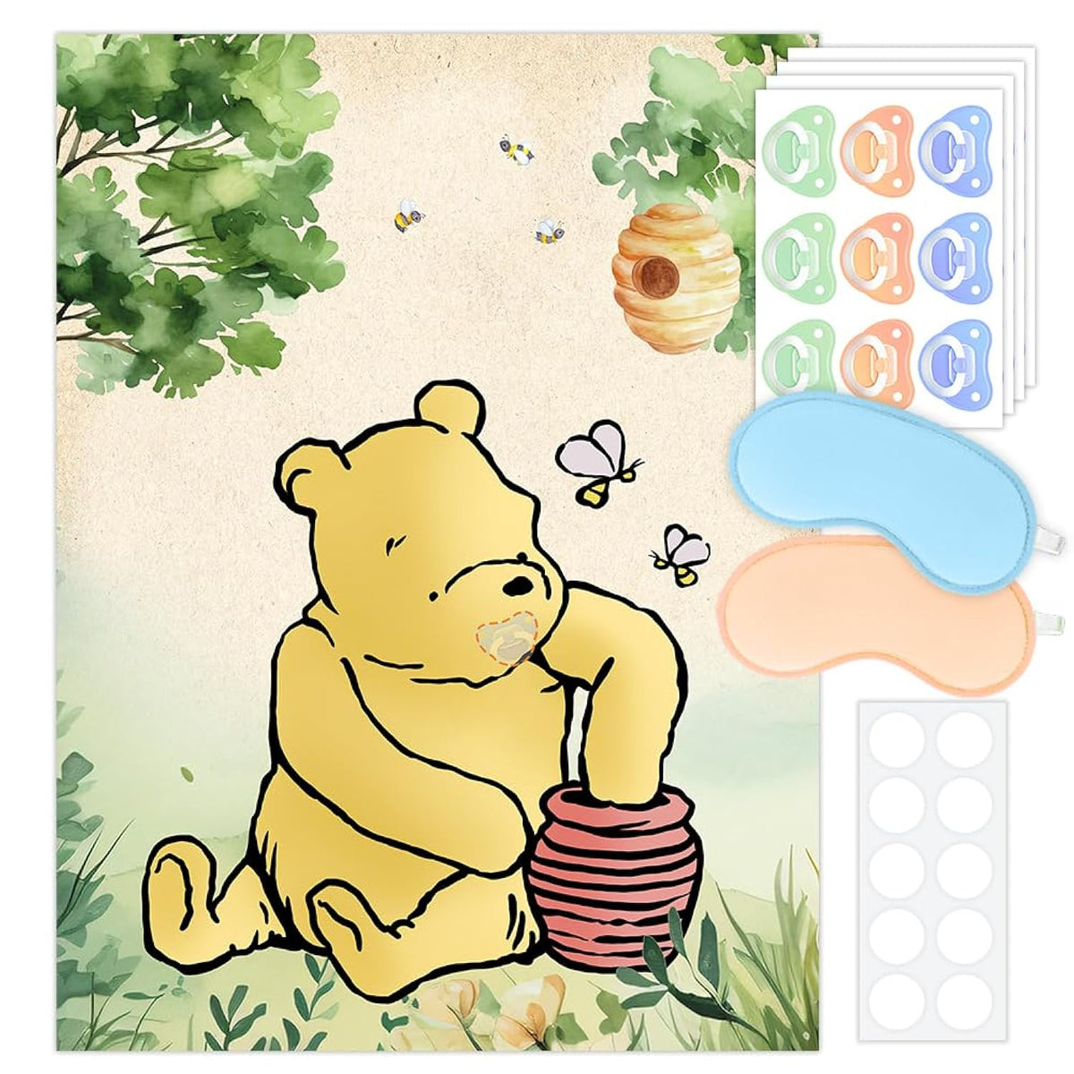 Winnie Baby Shower Party Games-Pooh Baby Shower Decorations-Winnie Baby Shower Pacifier Games-Baby Shower Party Favors And Game