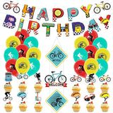 Bike Birthday Party Decorations Banner Cake Toppers Balloons for Kids