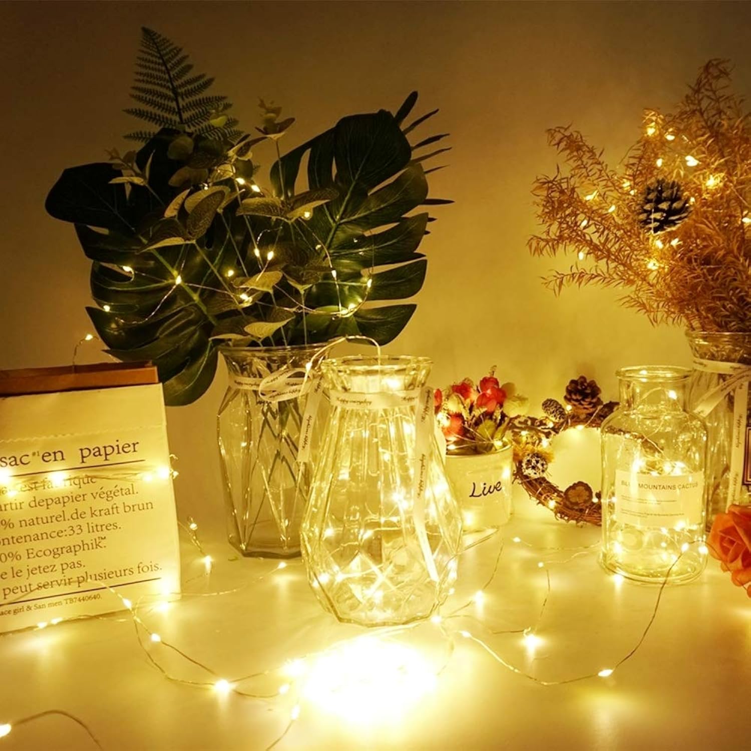 Fairy String Lights With 3 Flashing Modes, 18 Pcs 20 Led Flickering Waterproof Starry Firefly Lights, Battery Operated,