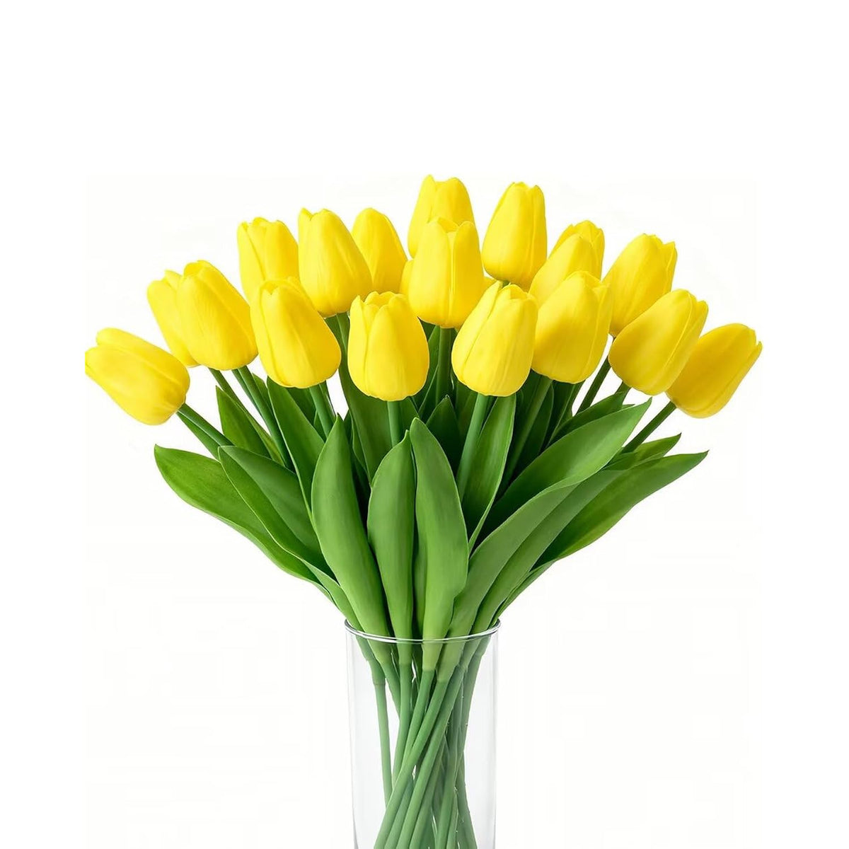 20Pcs Tulips Artificial Flowers Faux Silk Tulip Stems Fake Flowers Bouquets For Vase Wedding Home Decoration Yellow
