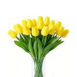 20Pcs Tulips Artificial Flowers Faux Silk Tulip Stems Fake Flowers Bouquets For Vase Wedding Home Decoration Yellow