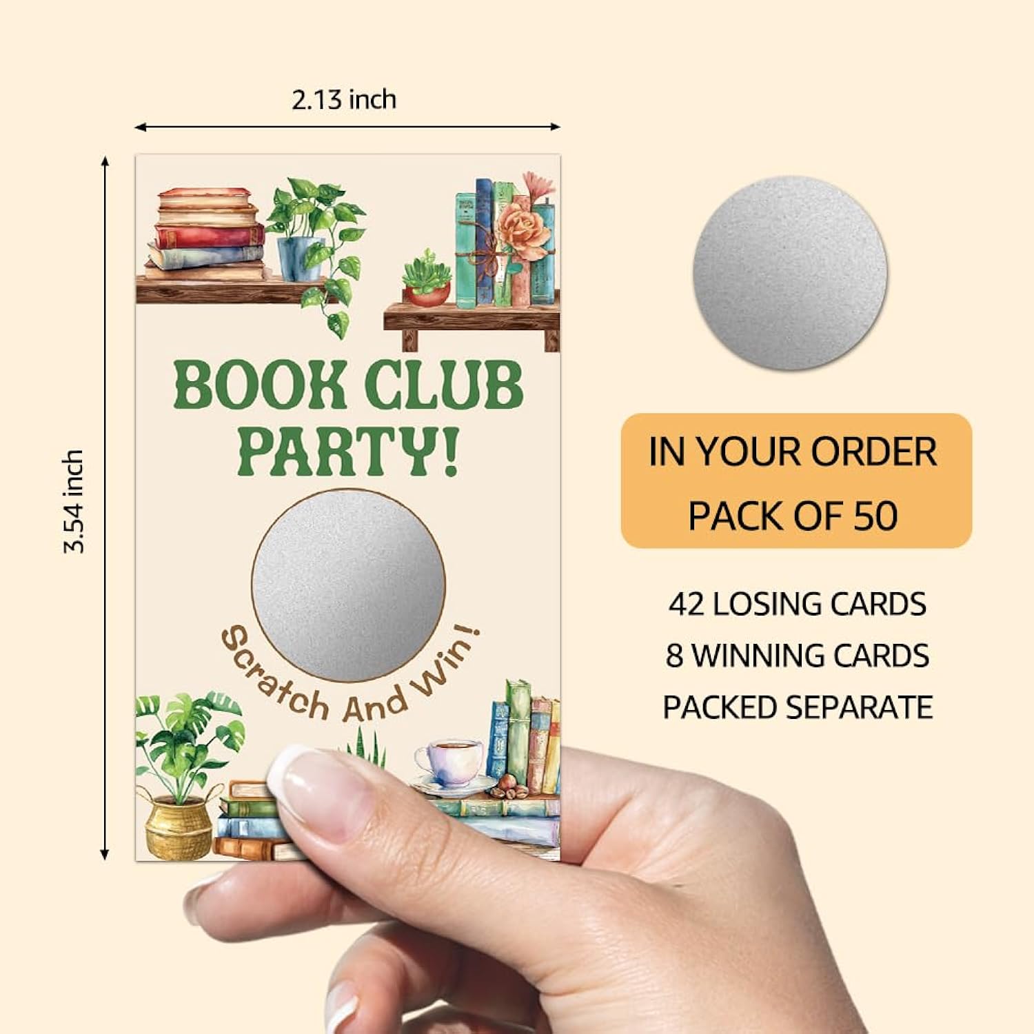 50 Pack Book Club Party Scratch Off Cards, Read Books Theme Scratch Cards For Bookworm Game, Funny Reading Corner Raffle Tickets For Family Activity, Bachelor Party Games