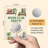 50 Pack Book Club Party Scratch Off Cards, Read Books Theme Scratch Cards For Bookworm Game, Funny Reading Corner Raffle Tickets For Family Activity, Bachelor Party Games