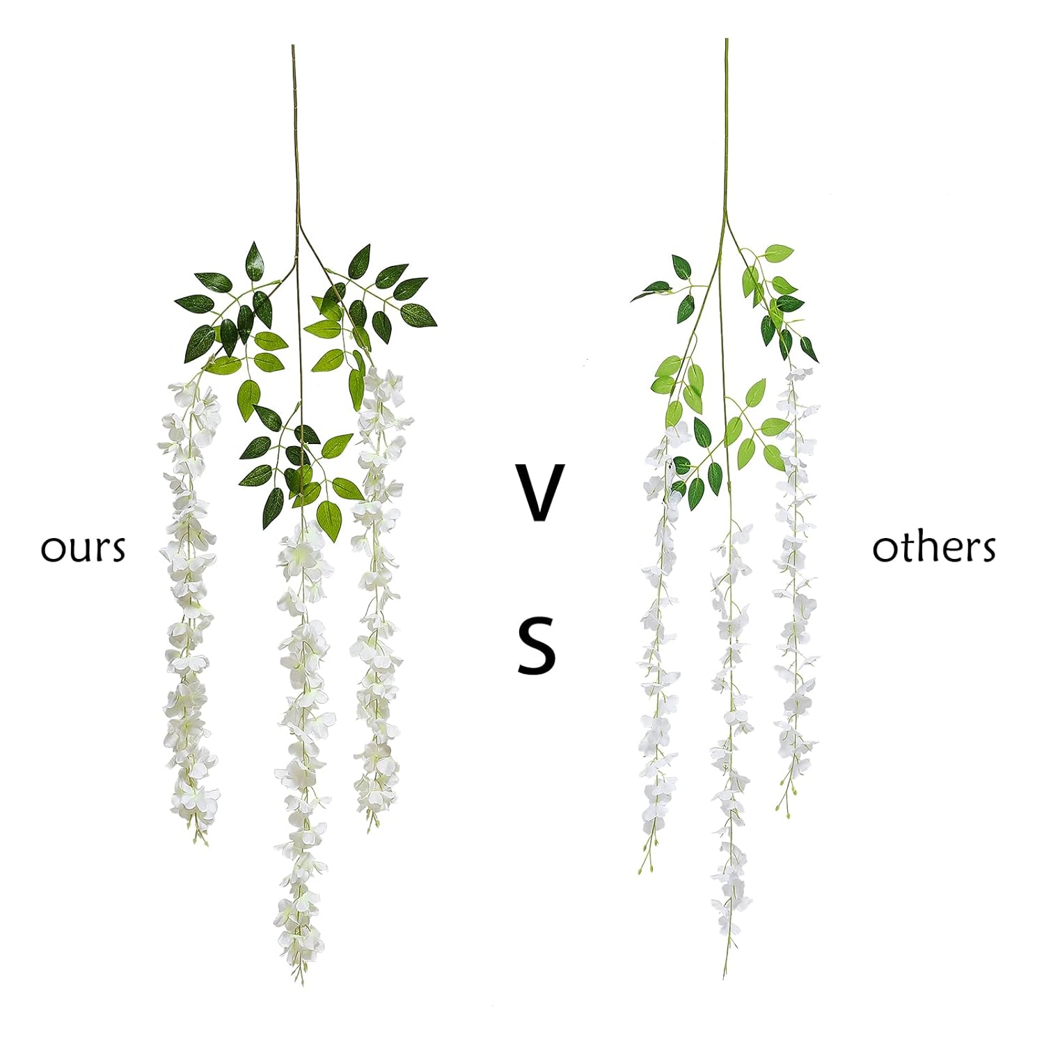 12 Piece Artificial Silk Wisteria Vine 3.6 Feet Ratta Hanging Flower Garland String Home Party Wedding Decor (White)