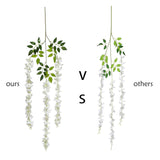 12 Piece Artificial Silk Wisteria Vine 3.6 Feet Ratta Hanging Flower Garland String Home Party Wedding Decor (White)