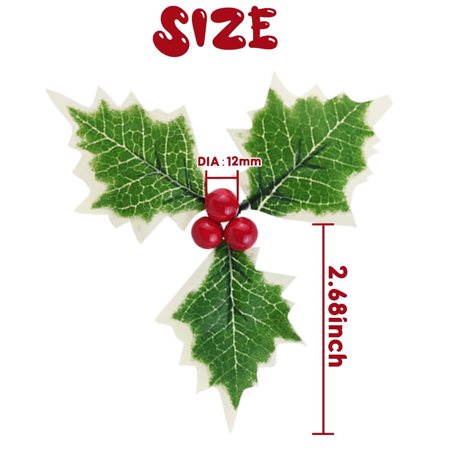 300Pcs Artificial Holly Berries With 100Pcs Green Leaves Rtificial Holly Leaves And Berries For Christmas Wreath Arrangement Cake Toppers Craft Wedding Party Home (Red)