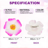 Hawaiian Hibiscus Flowers, 16 Pack Artificial Flowers Hair Clip Diy Foam Hibiscus Flower For Tabletop Decoration Party Favors Supplies, White/Rose Red