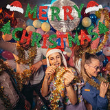 Merry Christmas Banner, Glittery Christmas Decorations Banners Winter Holiday Garland Photo Props Banner For Party Home Decorations