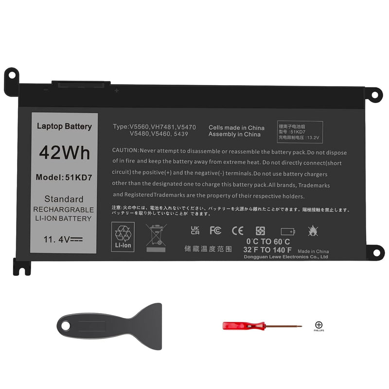 51Kd7 Laptop Battery Replacement For Dell Chromebook 11 3100 3180 3189 5190 31