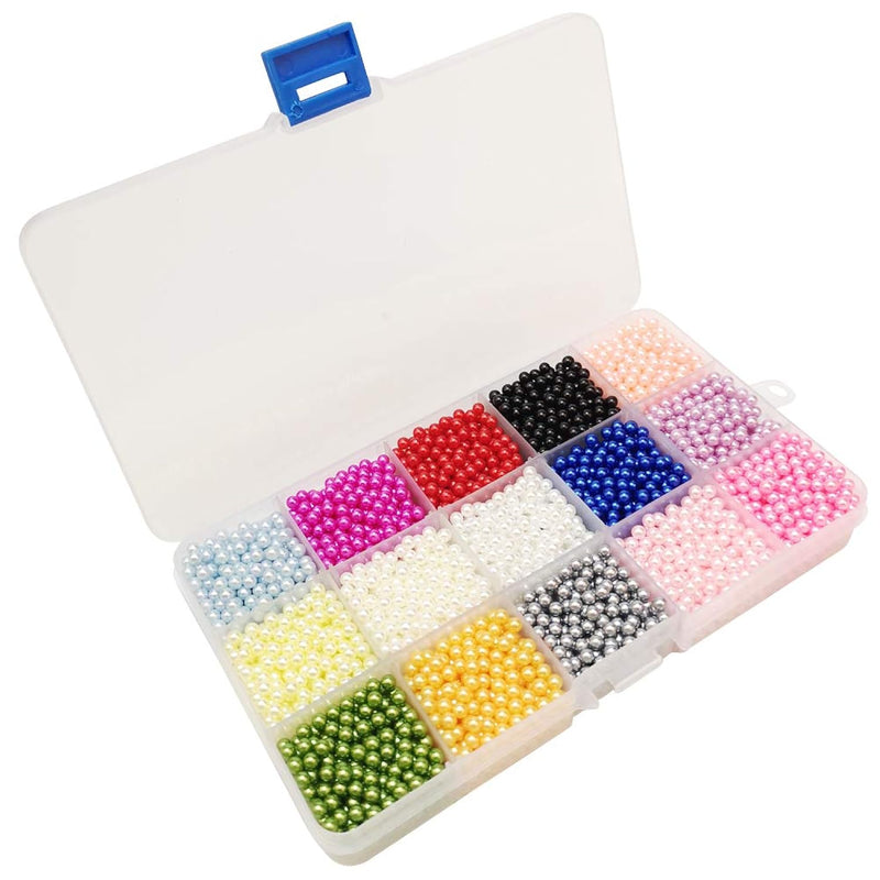 4500Pcs 4Mm Assorted 15 Colors No Hole Round Ball Bead Scrapbooking Craft Diy