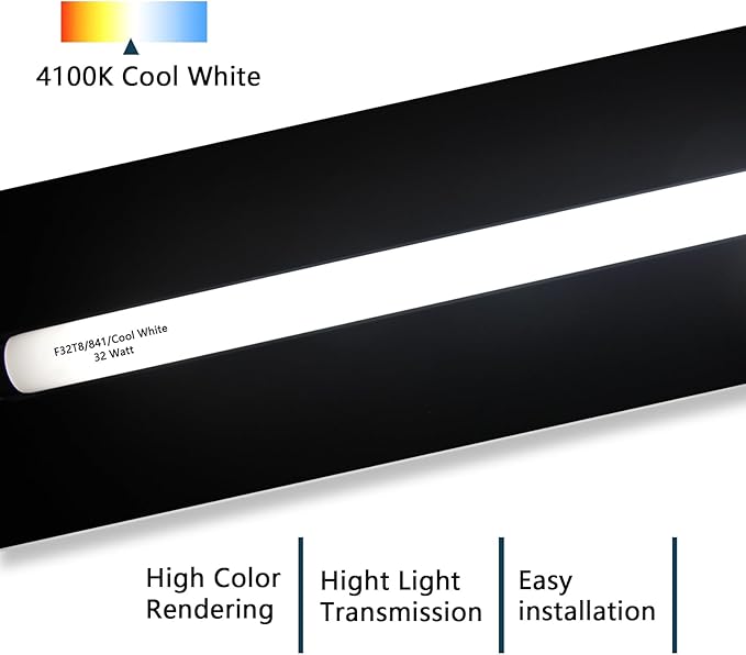 10 Pack F32T8 32W 48 Inch Fluorescent Light Bulbs 4100K Cool White G13 Medium Bi Pin Base